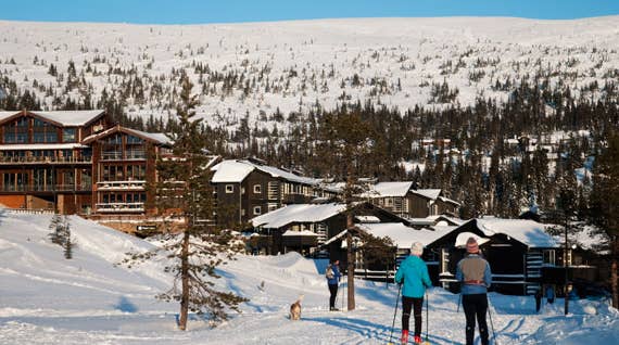 A spectacular view of the winter landscape at Norrefjell Ski & Spa Hotel in Norrefjell