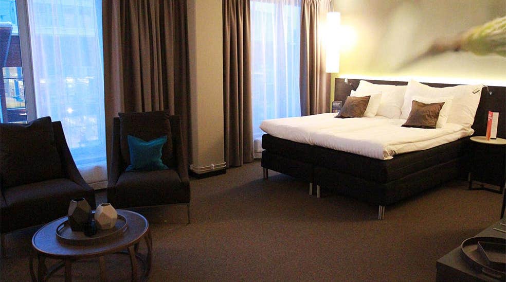 Stylish and spacious deluxe hotel room at Sense Hotel in Lulea