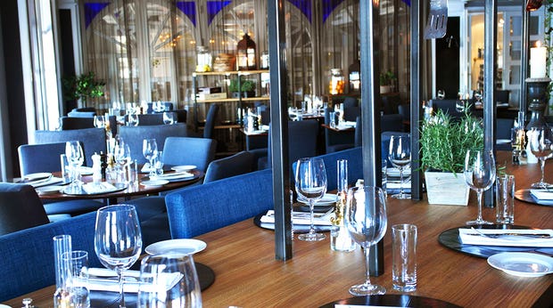 The stylish Kitchen and Table hotel restaurant at Tyholmen Hotel in Arendal