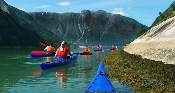 Kayaking in the Hardangerfjord is simply world class at Quality Voringfoss Hotel in Eidfjord